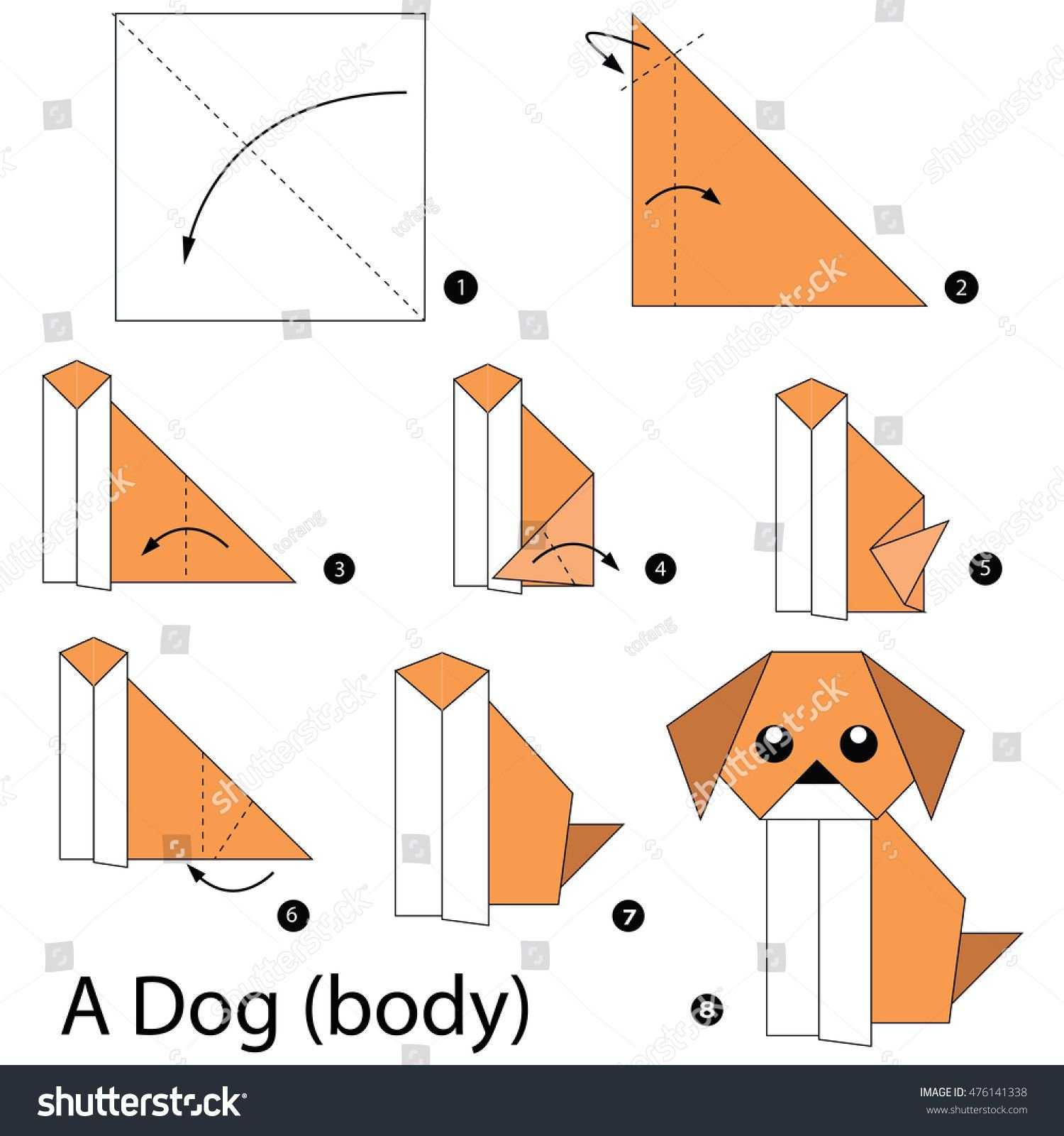 Оригами схема собаки