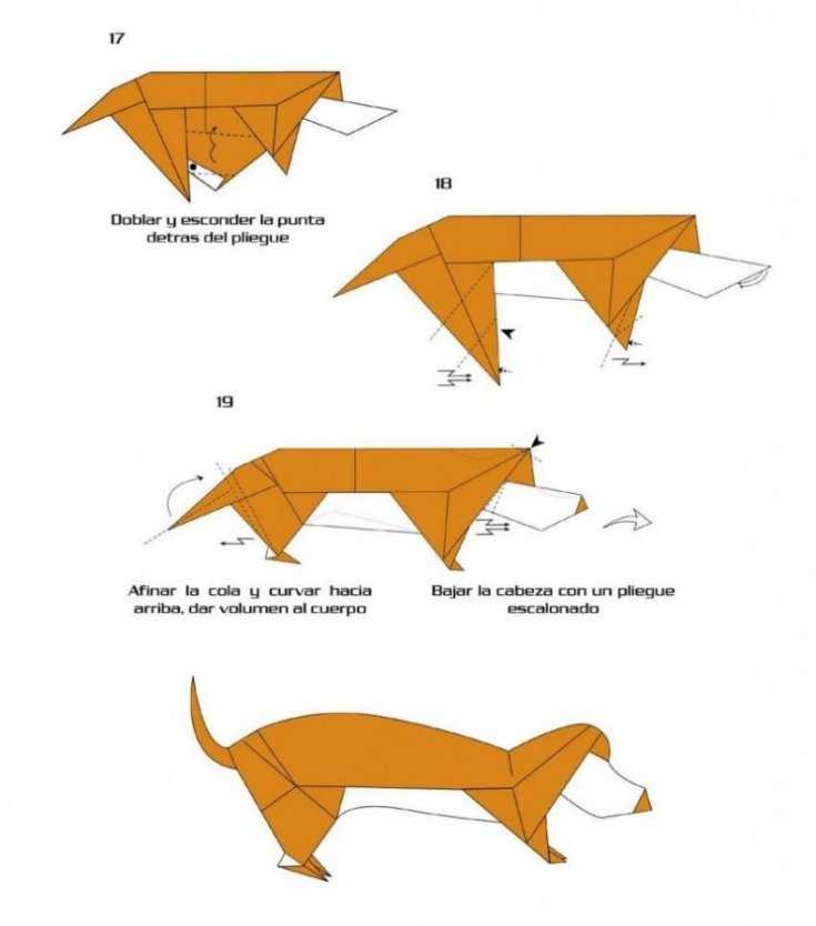 Оригами собака схема сложная