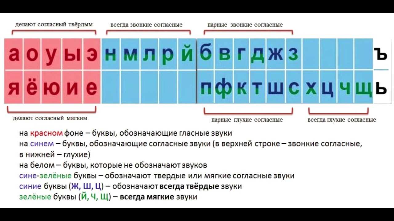 Схема гласных и согласных звуков