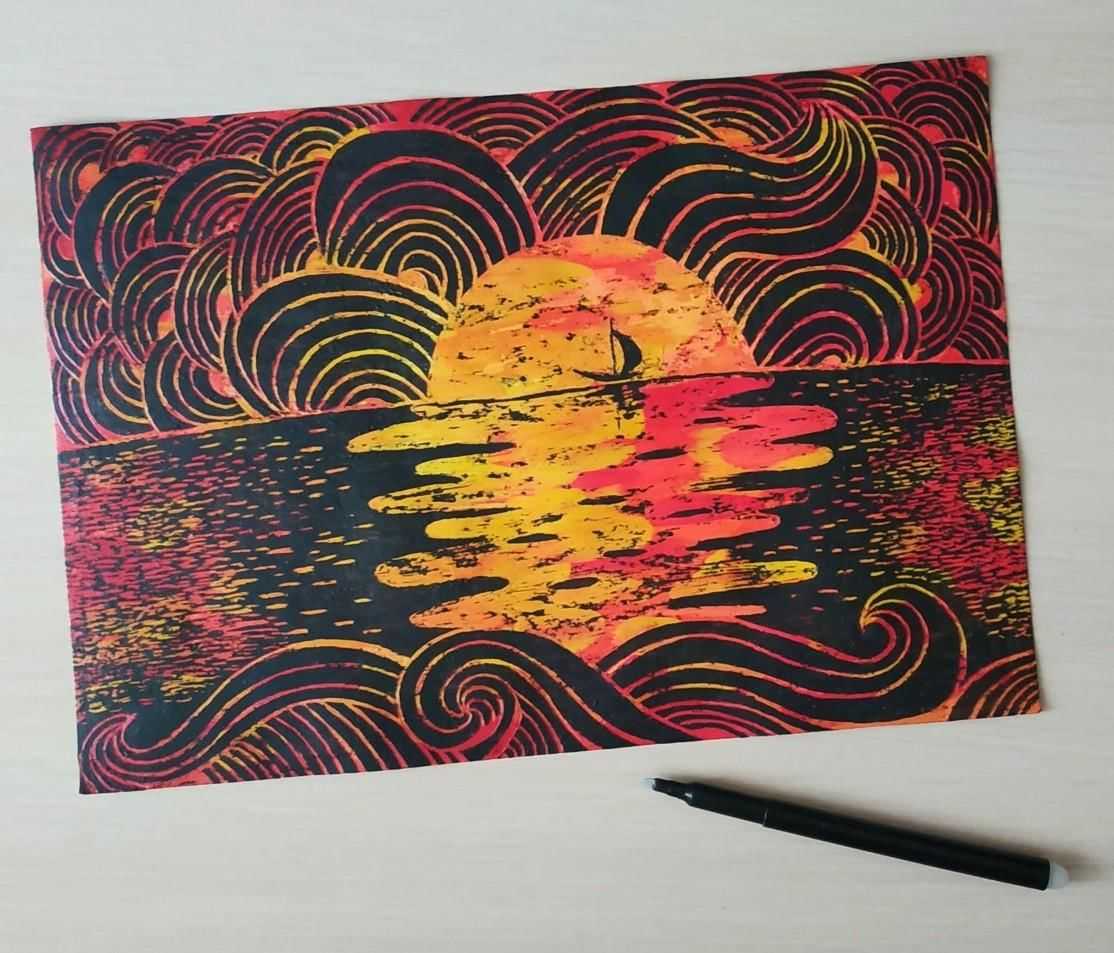 Рисуем с детьми: граттаж. мастер-класс с фото
