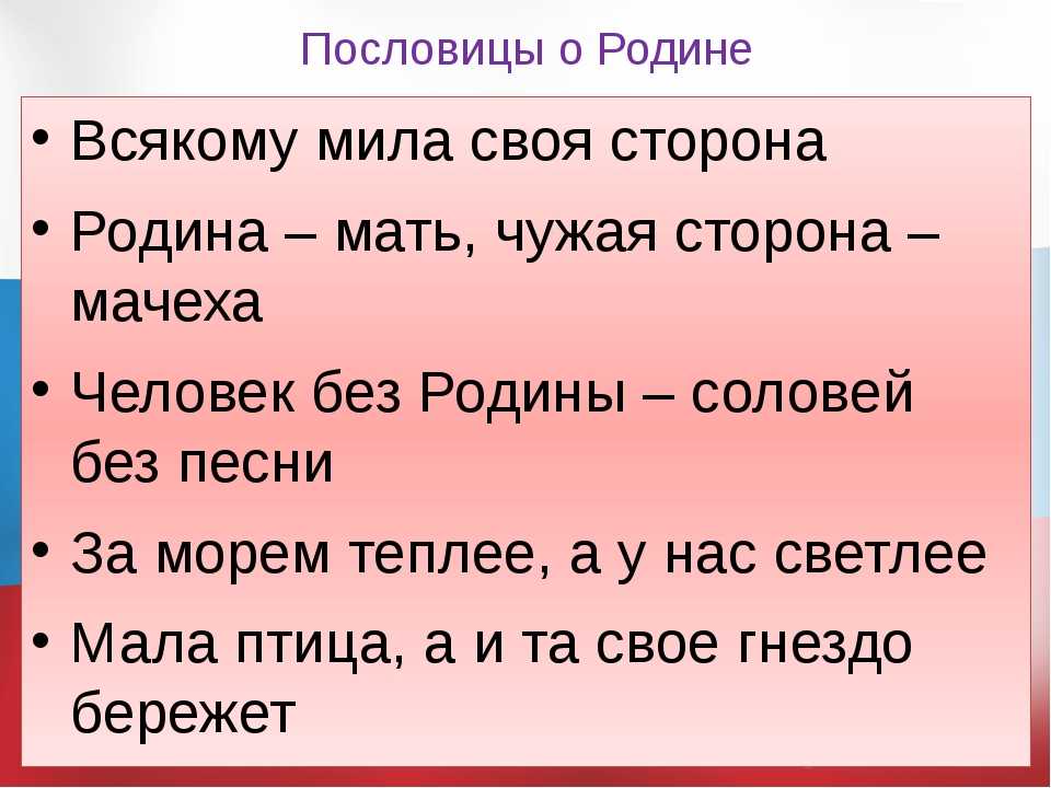 Проект пословицы и поговорки о родине