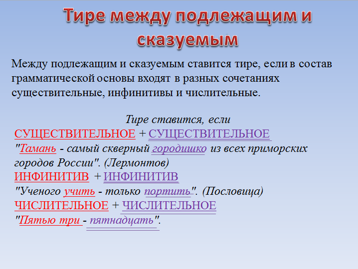 Тире между подлежащим и сказуемым 5 класс презентация разумовская